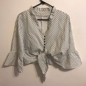 B&W Polka Dot Cropped Top